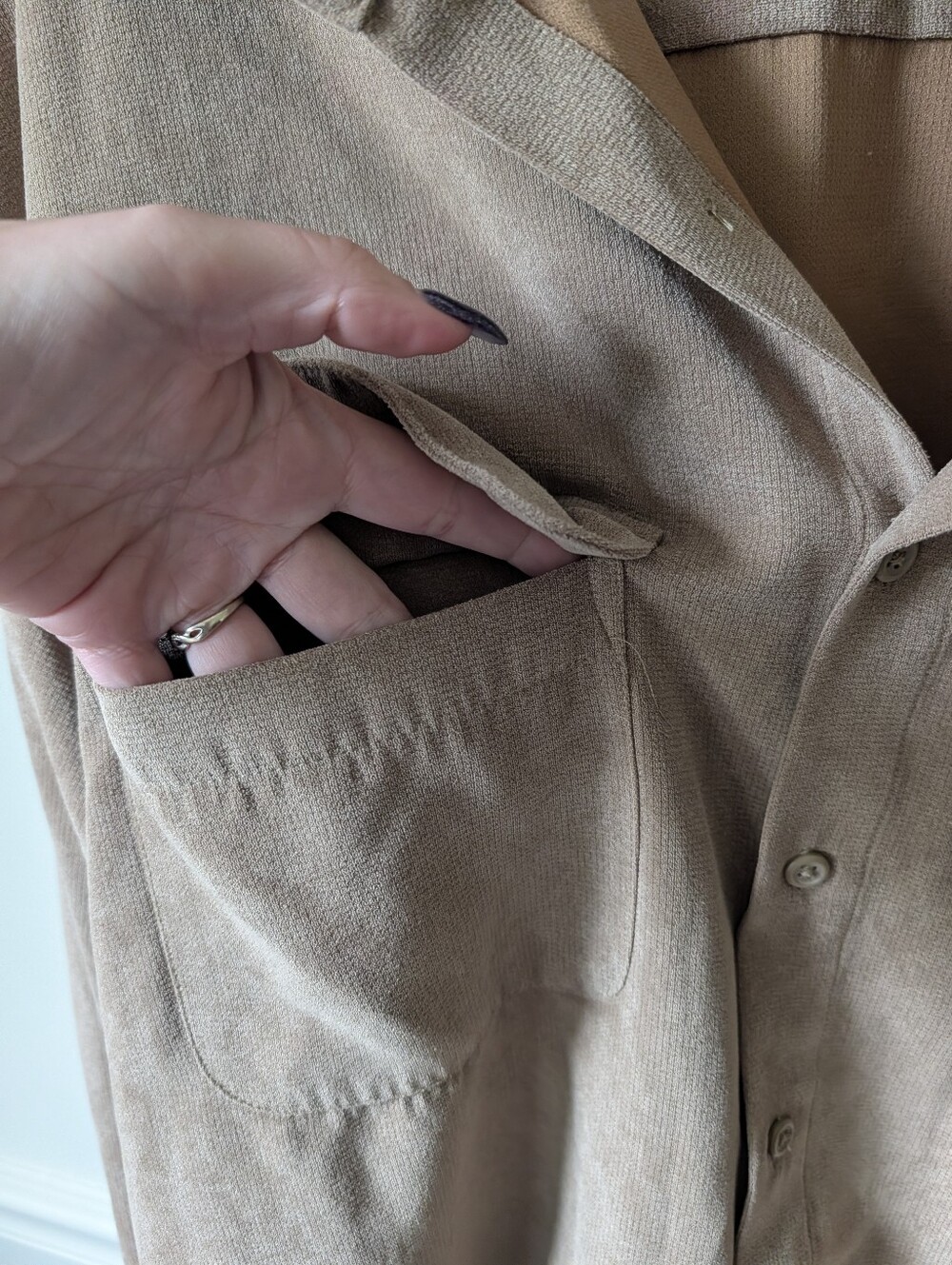 Van Heusen Soft Suede Tan Button Down Shacket Size XXL - Picture 3 of 7